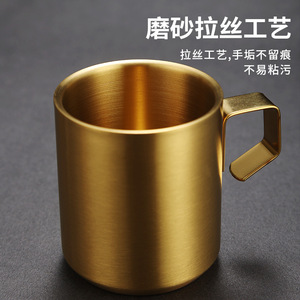 Double Layer Stainless Steel Mug 304 Anti Scalding Cup For Children Kids Milk Coffee Tea Cup Round Solid Color - Product Image 4