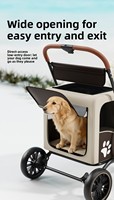 Poussette multifonctionnelle pour animaux de compagnie en acier au carbone à 4 roues pour chiens de taille moyenne à grande, pliable, portable, pour l'extérieur