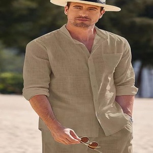 ชุดกีฬาฤดูร้อนปี 2025 ชุดลำลองชายหาดผู้ชาย เสื้อแขนยาว กางเกงขายาว ชุดทำงาน ชุดสองชิ้น - Product Image 3