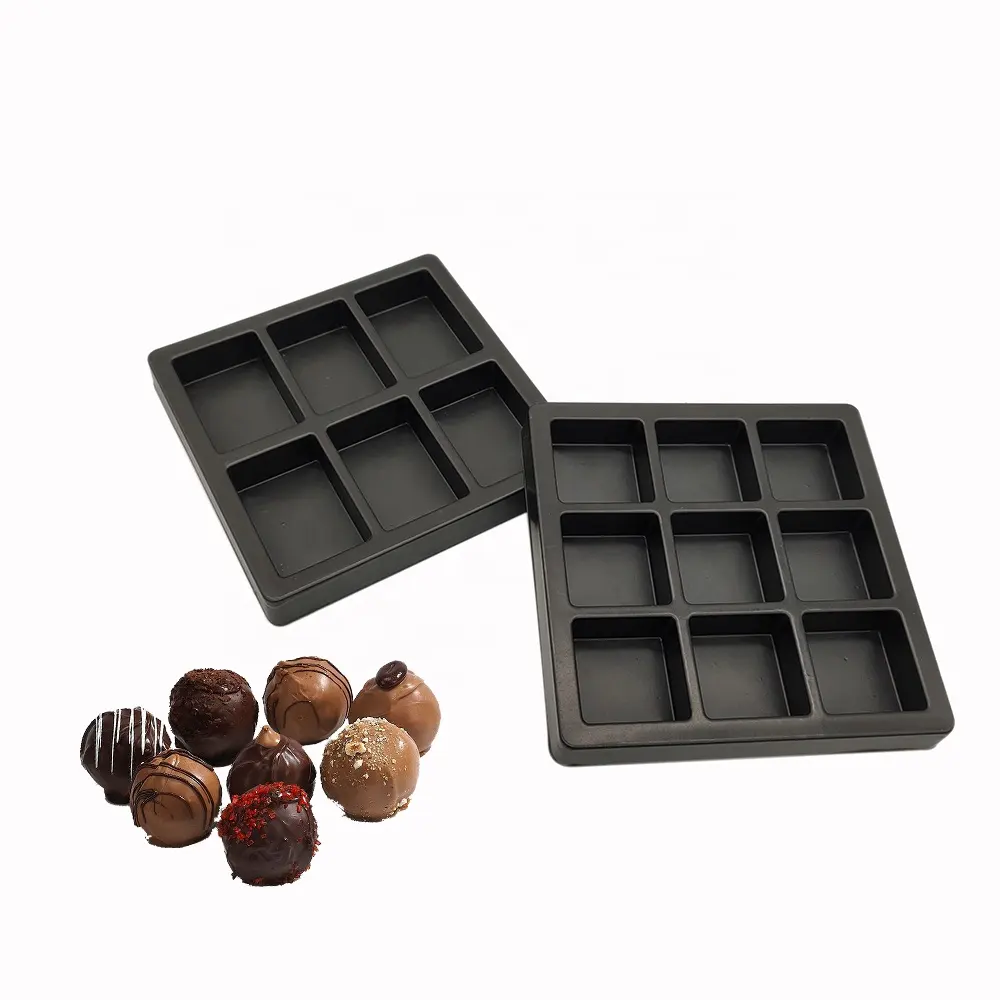 Plateau à bonbons en plastique personnalisé, 10 sachets, noir PS, plateau à chocolat