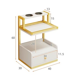 Muebles de Salón Modernos Dorados para Montar en la Pared, Estaciones de Peluquería con Gabinete de Almacenamiento de Herramientas para Barbería - Product Image 5