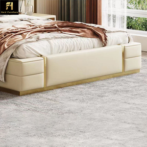 Hiện đại cao cấp sang trọng Vua kích thước giường mềm da đôi Giường lưới mô hình tùy chỉnh cho căn hộ biệt thự nội thất phòng ngủ - Product Image 5