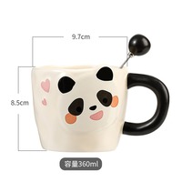 MSH hecho a mano lindo coreano alivio Panda diseño cerámica café leche taza para el hogar