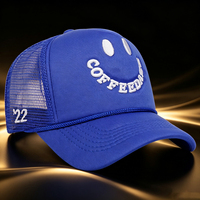 Nueva Gorra Trucker de Malla con Bordado de Letras Sonrientes, Gorra de Béisbol Casual Versátil de Alta Calidad con Protección Solar para Hombres y Mujeres, Logotipo Personalizado