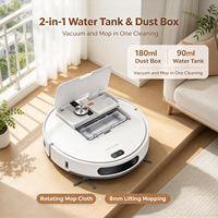 Robot aspirateur avec reprise de nettoyage, navigation LDS, 10000Pa, 5200mAh, 180 min d'autonomie, collecteur de poussière automatique à points d'arrêt, contrôle de la pièce via application
