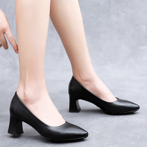 Venta caliente cuero genuino sólido mate negro <span class=keywords><strong>azafata</strong></span> Banco empleado del hotel trabajo zapatos <span class=keywords><strong>de</strong></span> las señoras - Product Image 6