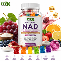 Gummies véganes antioxydantes naturelles NAD Biotine Vitamine D3 & K2 pour des cheveux, une peau et des ongles sains – Complément anti-âge