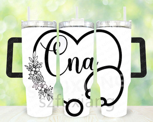 Vasos Térmicos Personalizados de Acero Inoxidable de Doble Pared de 40 oz con Asa y Pajita para el Día de la Enfermera, Vasos para Café al por Mayor - Product Image 3