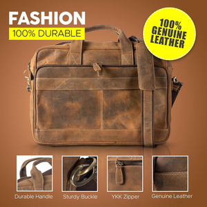 Maletín para Portátil de 16 Pulgadas de Cuero Genuino para Hombres y Mujeres, Bolsa de Oficina con Correa para Carro, Logotipo Personalizado OEM, Venta al Por Mayor - Product Image 1