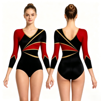 Justaucorps de gymnastique à manches longues avec strass, tenue élégante de gymnastique rythmique pour filles et enfants, entraînement et performance