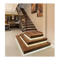 Escalier monobloc extérieur personnalisable en bois massif moderne, ultra-métallique, flottant en forme de L, pour appartements et fournitures de construction