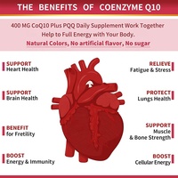 Complément alimentaire Runxin PQQ Oméga-3 Coenzyme Q10 Ubiquinone 400 mg CoQ10 en gélules molles pour l'énergie cardiaque, 120 gélules molles, 2 par dose