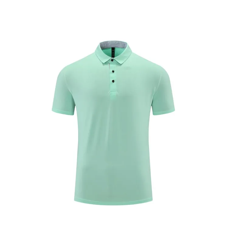 Kaos Polo olahraga pria, warna Solid Logo kustom Polo pakaian Golf cepat kering