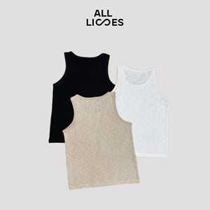 เสื้อกล้ามผู้ชาย All Lies Tiyo สีพื้น ผ้าฝ้าย น้ำหนักเบา แขนกุด สวมใส่สบาย ระบายอากาศได้ดี คอกลม สำหรับฤดูร้อน รุ่น ABB0334 - Product Image 2