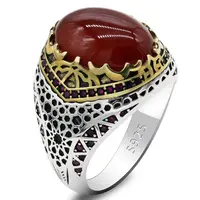Turkse Sieraden Zwarte Ring Mannen Licht-Gewicht 6G Real 925 Sterling Zilver Heren Ringen Natuurlijke Agaat Vintage cool Fashion