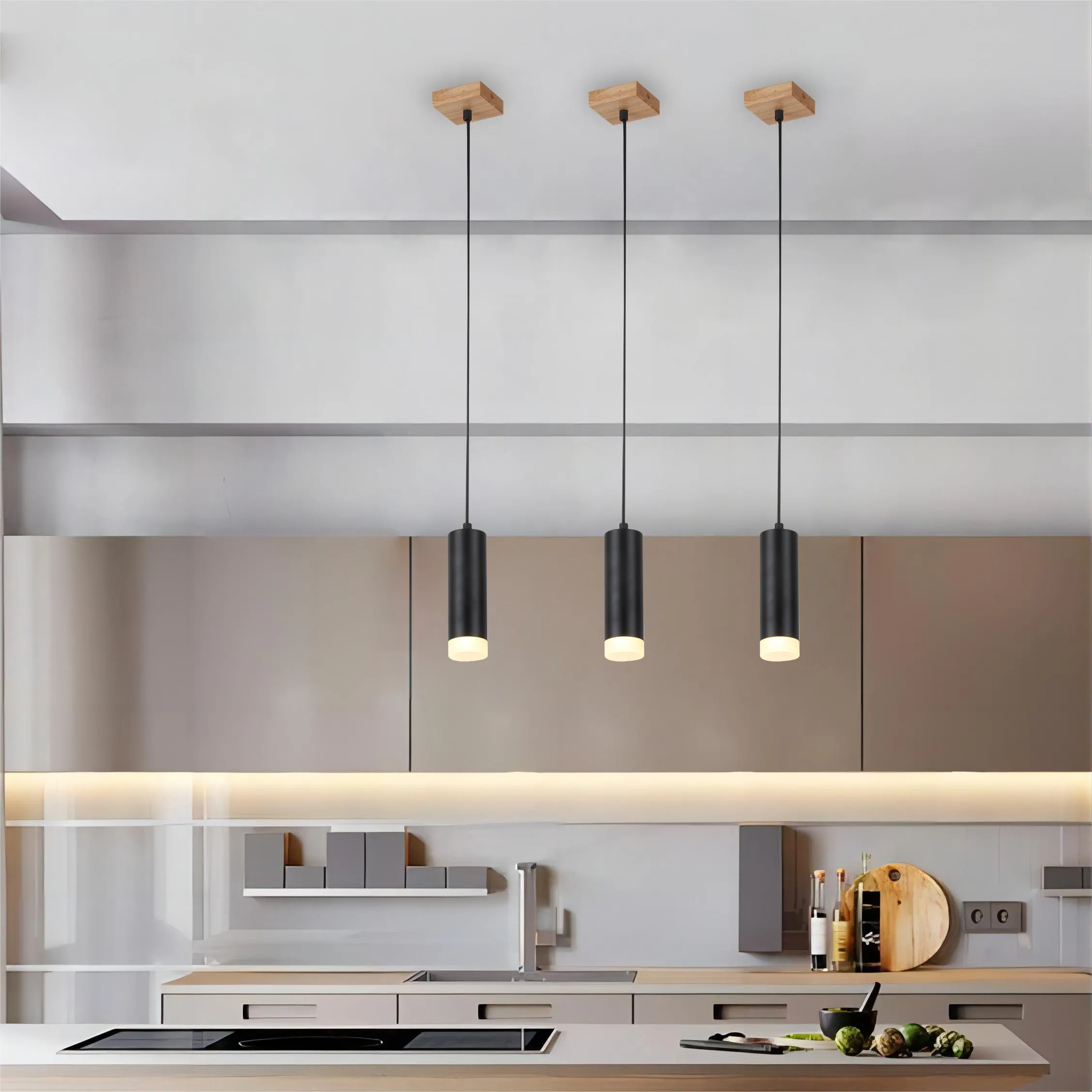 Abat-jour noir lampes suspendues lampe de projecteur suspendue Gu10 Design moderne nordique pour luminaire à Suspension en métal de salle à manger