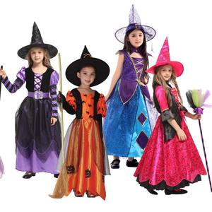 Costume de princesse sorcière violette de conte de fées pour enfants, filles, enfants, fête de carnaval, Mardi <span class=keywords><strong>Gras</strong></span>, fantaisie, avec chapeau ZMHC-038 - Product Image 1