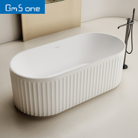 GM-8042 Moderne Blanc Résine Pierre Surface Solide Autoportant Trempage Baignoire Égouttoir Bain Bain Artificiel pour Salle De Bains