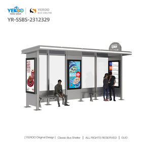 Hiện đại ngoài trời thông minh trạm dừng xe buýt nơi trú ẩn <span class=keywords><strong>LED</strong></span>-Lit biển quảng cáo nhôm & khung thép - Product Image 2