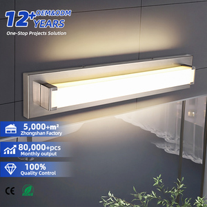 โคมไฟติดผนังสแตนเลสสตีลทันสมัย ไฟ LED สำหรับห้องน้ำ แสงสีขาวอบอุ่น 3500K โคมแก้วทรงสี่เหลี่ยม ดีไซน์มินิมอลติดผนัง - Product Image 1