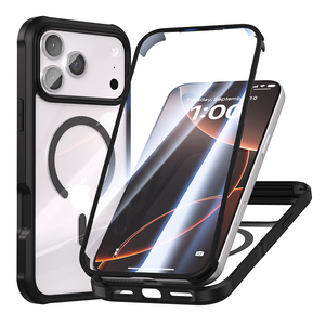 Sang trọng chất lượng cao dual-side 360 bảo vệ đầy đủ Tempered Glass TPU PC trường hợp điện thoại không dây sạc thiết kế trong suốt mạnh mẽ - Product Image 1