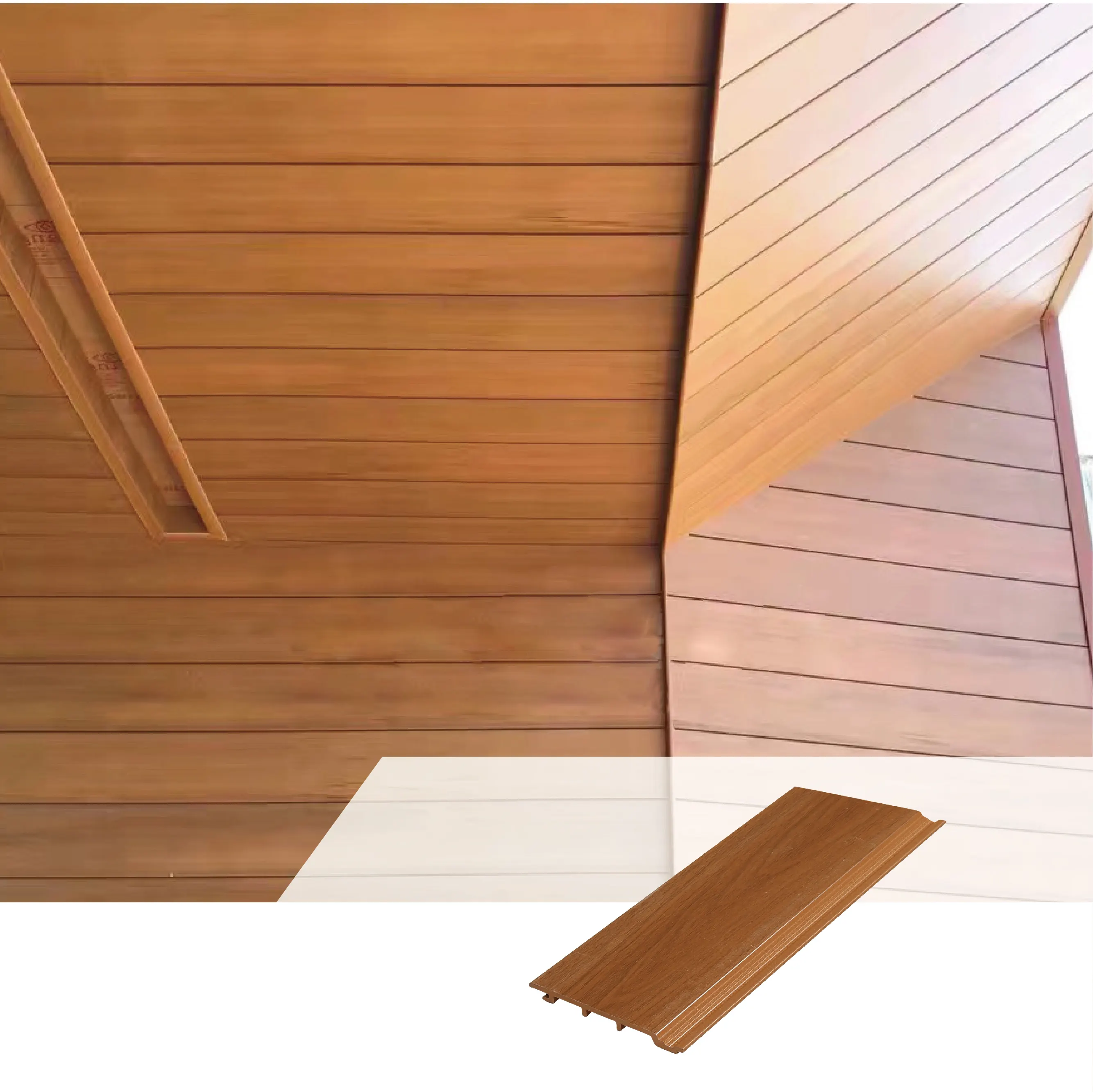 Pannello di parete composito del PVC di plastica di legno di Foshan, mattonelle del soffitto di WPC per la decorazione interna/esterna 120*10mm materiali da costruzione