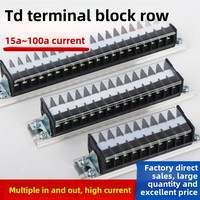 TD série Rail Din bornier électrique bloc borne à vis fil connecteur d'épissure rapide borne fixe avec couvercle de conduit