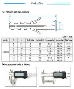 <span class=keywords><strong>Tasselli</strong></span> a Espansione in Plastica Grigia Elehk PE, Tipo Ancoraggio a Pesce, 6mm 8mm 10mm, Fissaggi a Forma di Freccia - Product Image 3