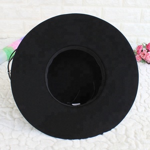 Xu hướng mùa đông thời trang thanh lịch phụ nữ phụ nữ rộng vành 100% len cảm thấy Mũ Fedora cloche mũ mềm - Product Image 6