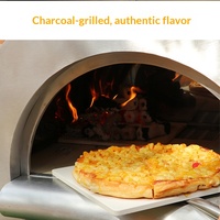 Four à pizza italien en acier inoxydable pour extérieur, à charbon et bois, avec bouton de sécurité, pour braiser et rôtir