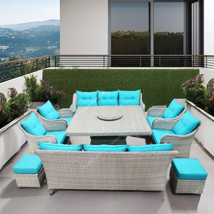 Set di Mobili da Giardino con <span class=keywords><strong>Grande</strong></span> <span class=keywords><strong>Tavolo</strong></span> da Pranzo, Divani e Sedie in Rattan per Esterni - Product Image 4