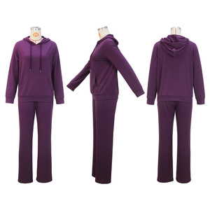 New Solid <b>Colour</b> Stylish Casual Hooded Sweatshirt Long Pants <b>Set</b> for Women Fashion - Product Image 3