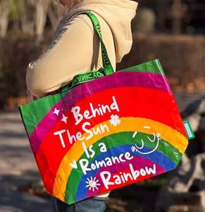 Sacs d'épicerie en PP tissé personnalisés en usine, imperméables, réutilisables, avec doubles poignées - Product Image 5