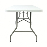 Table pliante portable 6 pieds, blanche, rectangulaire, en plastique, mobilier d'extérieur, pliable, banquet, restauration, camping, tables pliantes