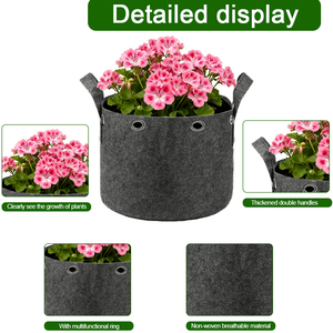 Paquete de 5/6/8/10/20 Bolsas de Cultivo de 3/10 Galones, Macetas de Tela No Tejida con Asas y Orificios de Posicionamiento Superiores para Cultivo de Vegetales - Product Image 4