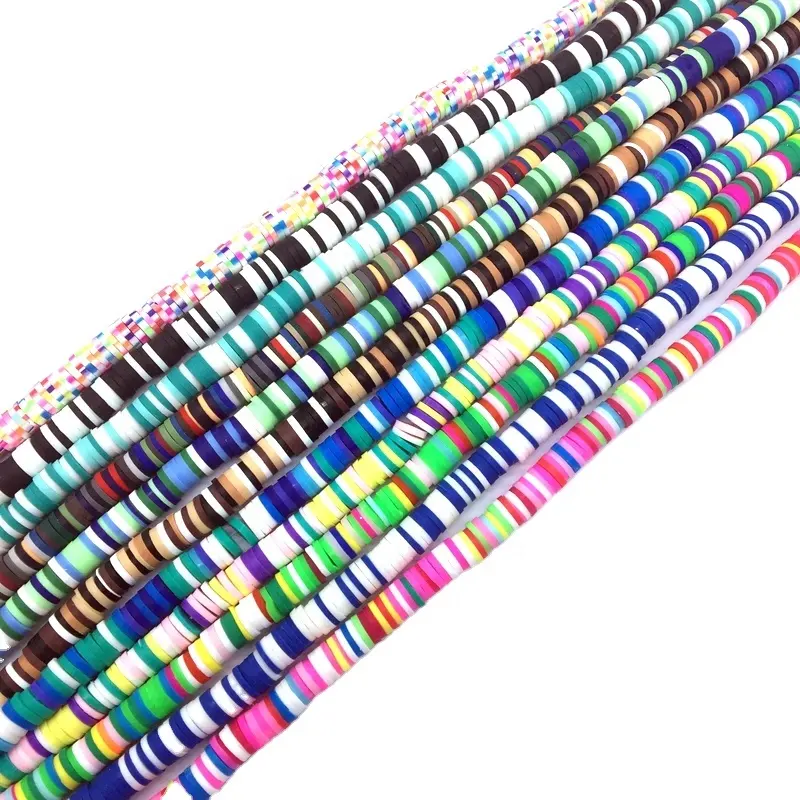 2020 Hot Vender Argila Do Polímero Heishi Grânulos Coloridos Disco Fatia Contas Espaçador 6 mm vinil disco beads para DIY Fazendo Artesanato de Jóias