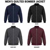 Blouson Bomber matelassé pour homme OEM, col montant côtelé, fermeture éclair métallique, doublure contrastante orange, léger et rembourré, idéal pour l'hiver, logo personnalisé