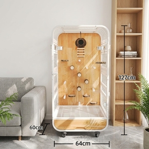 Casa para Pájaros Grande y Ecológica de Madera, Tipo Villa, con Ruedas Móviles y Cajones, para <span class=keywords><strong>Loros</strong></span>, Jardín Interior, <span class=keywords><strong>Aviario</strong></span> - Product Image 1