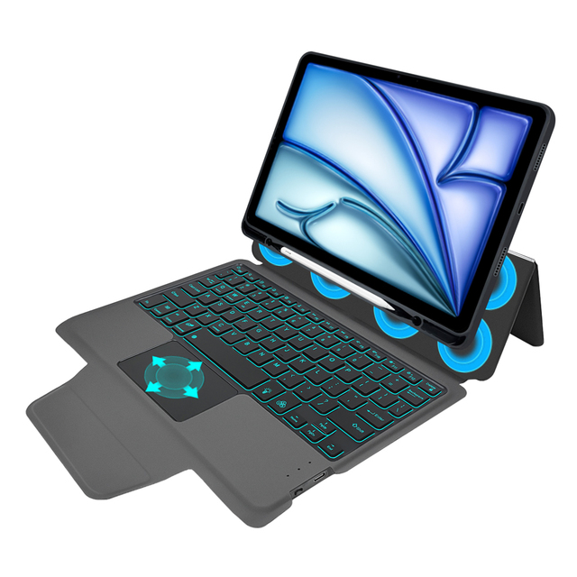 Detached magnetic Back Combo Wireless Keyboard Tablet case for iPad Air 11 2025 M3 2024 M2 Cover with Touchpad Keyboard