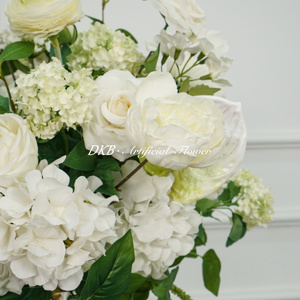 Precio de fábrica, venta al por mayor, decoración de flores artificiales para boda, Rosa Blanca artificial y Bola de flor de planta verde - Product Image 4