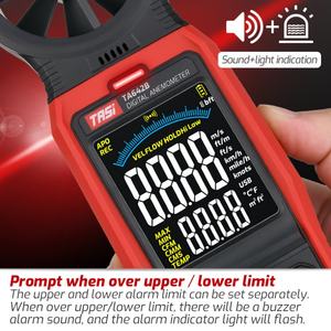 Anemómetro Digital TASI TA642B con Conexión USB, Medidor de Velocidad del Flujo de Aire y Temperatura del Viento - Product Image 4