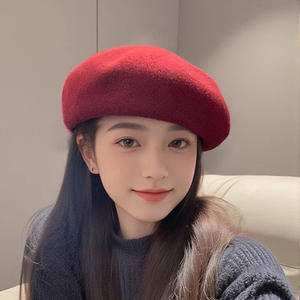 Chapeau béret d'hiver en laine pour femmes, <span class=keywords><strong>bonnet</strong></span> classique de peintre en cachemire de style français pour cadeaux d'automne - Product Image 2