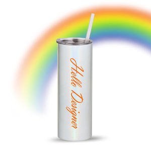 Straight 20 oz Stainless Steel Shimmer Rainbow Skinny Sublimation Blank Tumbler <strong>Bulk</strong> 20oz Glitter <strong>White</strong> Tumbler <strong>Mug</strong> with Straw - Product Image 2