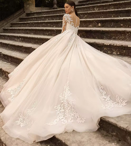 Robe de mariée légère Mori 2024 été nouvelle mariée Simple dentelle <span class=keywords><strong>Sexy</strong></span> voyage <span class=keywords><strong>Photo</strong></span> petit Tulle traînant pour avoir l'air mince - Product Image 3