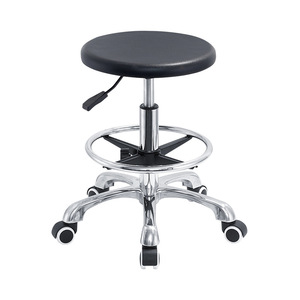 Hewei Industrial Chair Round PU Seat Height <b>Adjustable</b> Lab Office <b>Stool</b> With Casters - Product Image 1