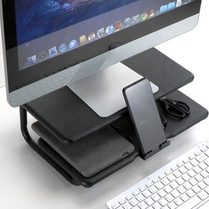 Multi-functional use wooden steel monitor stand for computer laptop