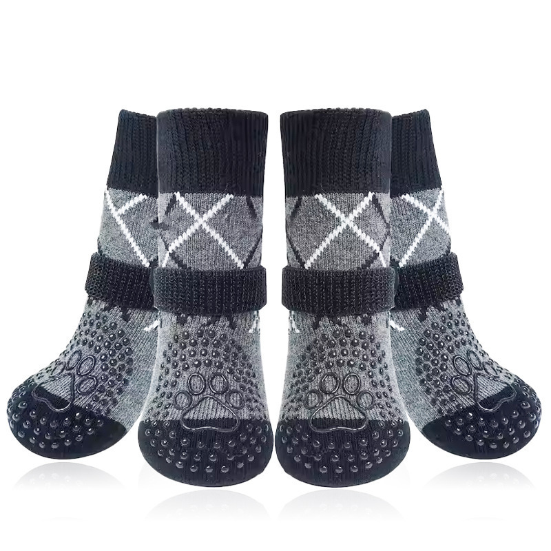 Style à pois avec empreintes de pattes - gris [quatre pièces par sachet OPP]