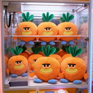 Peluche all'ingrosso a forma di carota Kawaii, giocattoli di peluche da 8 pollici, giocattoli per bambini a tema cartoni animati e anime, per distributori automatici di giocattoli. - Product Image 1