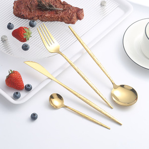 Ensemble de couverts en acier inoxydable 24 pièces pour 6 personnes, boîte cadeau dorée, vaisselle durable pour mariage - Product Image 2