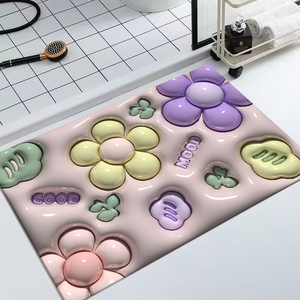 Tappeto Antiscivolo Assorbente d'Acqua con Stampa 3D Cartoonesca, Antibatterico, ad Asciugatura Rapida, Lavabile, in Memory Foam per Ingresso - Product Image 6